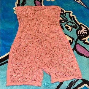 Pink Rhinestone covered jump suit